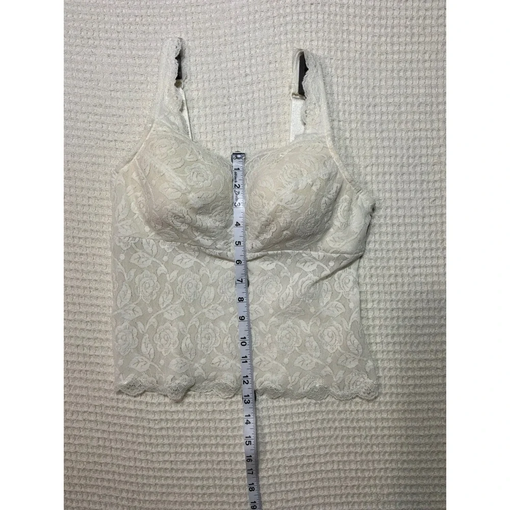 Classique Longline Bra Camisole Women 34B Ivory White Floral Lace 733 - Picture 3 of 6